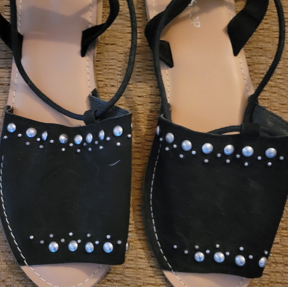 TOPSHOP Ankle wrap suede sandal 8.5